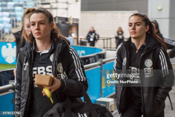 Leicester City W.F.C. Players are arriving at the Joie Stadium for the Barclays FA Women's Super League match between Manchester City and Leicester...