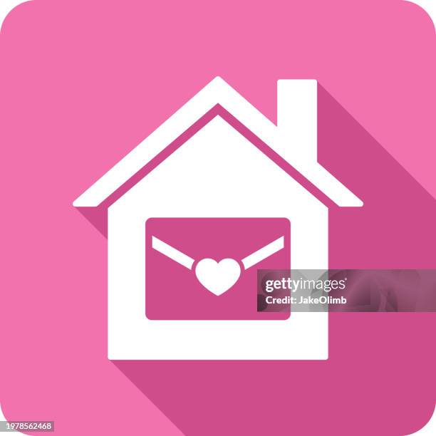 house envelope heart icon silhouette - long distance relationship stock illustrations