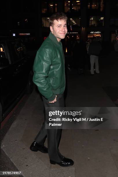 Ed McVey seen attending the opening of the Burberry takeover of Harrods on February 01, 2024 in London, England.