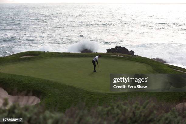 Erik van Rooyen of South Africa putts on the seventh green during the first round of the AT&T Pebble Beach Pro-Am at Pebble Beach Golf Links on...