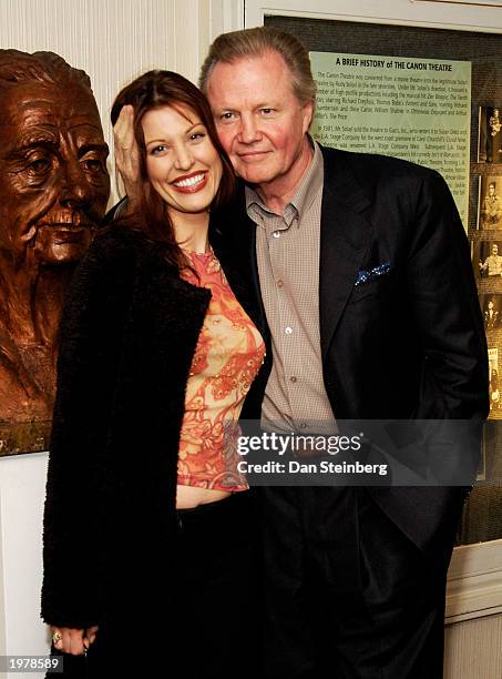 Actor Jon Voight and actress Rachel York arrive at the opening night of the play "An Evening With Golda Meir" at The Canon Theatre on May 6, 2003 in...