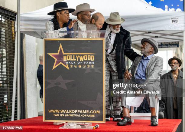 Tichina Arnold, Carl Anthony Payne II, Jon Gries, Michael Colyar and Garrett Morris attend the Hollywood Walk of Fame Star Ceremony honoring actor...