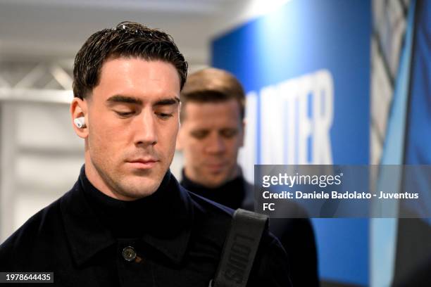 Dusan Vlahovic of Juventus during the Serie A TIM match between FC Internazionale and Juventus - Serie A TIM at Stadio Giuseppe Meazza on February 4,...