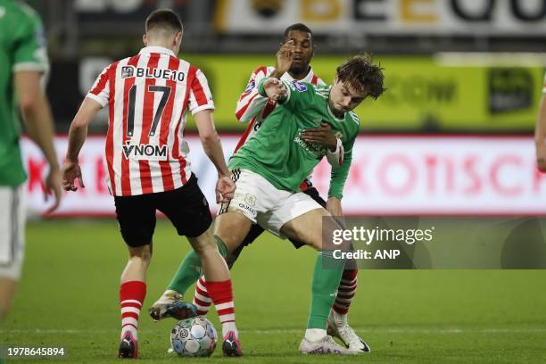 Agustin Anello of Sparta Rotterdam, Said Bakari of Sparta Rotterdam, Kai de Rooij of PEC Zwolle during the Dutch Eredivisie match between Sparta...