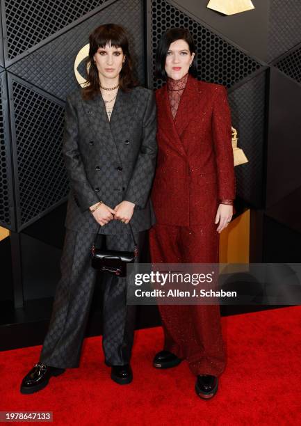 Los Angeles, CA Vic Lentaigne and Romy Madley Croft arrives on the Red Carpet at the Crypto.com Arena in Los Angeles, CA, Sunday, Feb. 4, 2024.