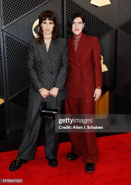 Los Angeles, CA Vic Lentaigne and Romy Madley Croft arrives on the Red Carpet at the Crypto.com Arena in Los Angeles, CA, Sunday, Feb. 4, 2024.