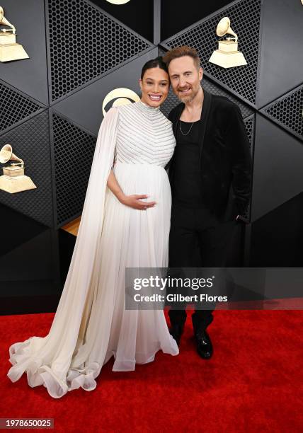 Jessica Ledon and David Guetta at the 66th Annual GRAMMY Awards held at Crypto.com Arena on February 4, 2024 in Los Angeles, California.