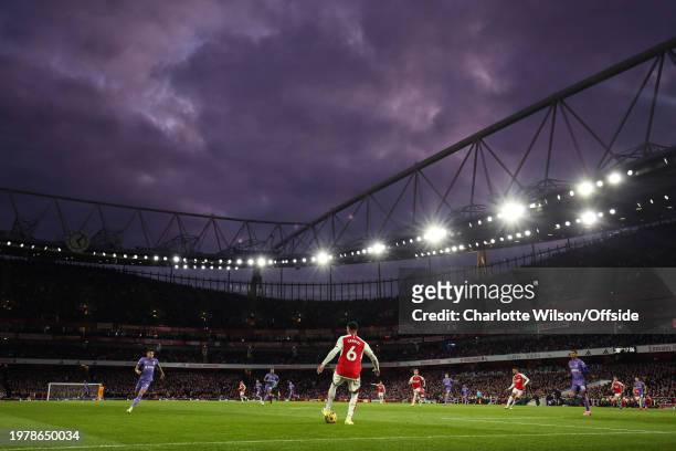 General view of The Emirates during the Premier League match between Arsenal FC and Liverpool FC at Emirates Stadium on February 4, 2024 in London,...