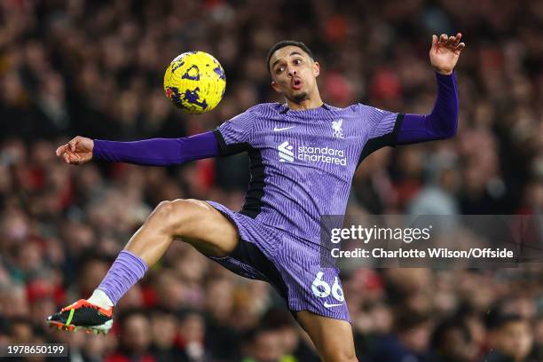 Trent Alexander-Arnold of Liverpool during the Premier League match between Arsenal FC and Liverpool FC at Emirates Stadium on February 4, 2024 in...