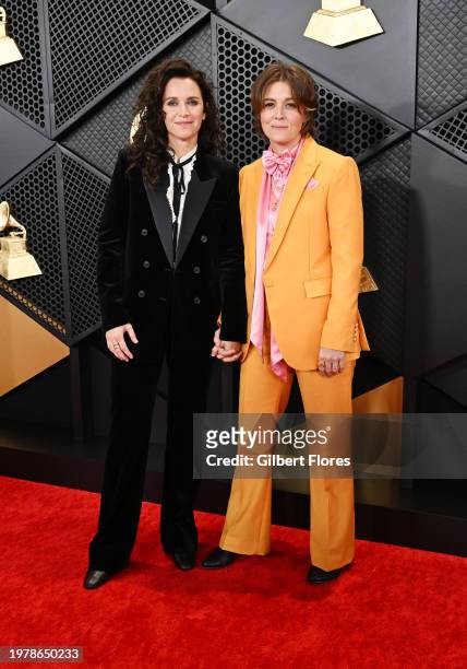 Catherine Shepherd and Brandi Carlile at the 66th Annual GRAMMY Awards held at Crypto.com Arena on February 4, 2024 in Los Angeles, California.