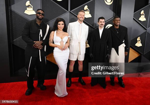 Kevin Olusola, Kirstin Maldonado, Scott Hoying, Avi Kaplan and Matt Sallee of Pentatonix at the 66th Annual GRAMMY Awards held at Crypto.com Arena on...