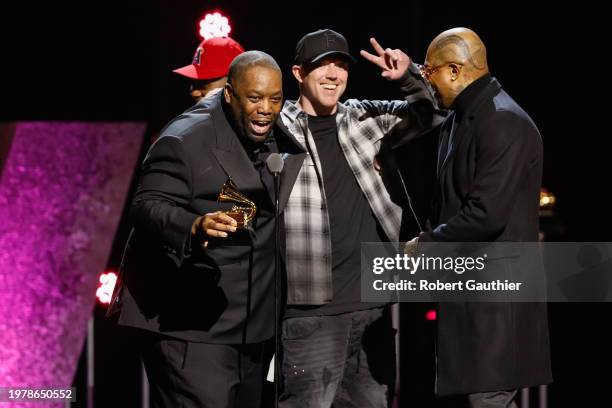 Los Angeles, CA Killer Mike accepts the award for Rap Song at the 66th Grammy Awards Premiere Ceremony held at the Peacock Theater in Los Angeles,...