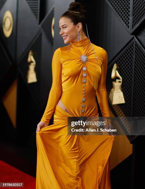 Los Angeles, CA Tessa Brooks arrives on the Red Carpet at the Crypto.com Arena in Los Angeles, CA, Sunday, Feb. 4, 2024.