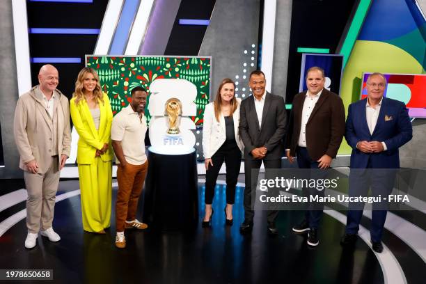 President Gianni Infantino, Jenny Taft, Kevin Hart, , FIFA Legend Cafú, FIFA Vice-President and CONCACAF President Victor Montagliani and Andrés...