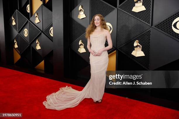 Los Angeles, CA Micaela Diamond arrives on the Red Carpet at the Crypto.com Arena in Los Angeles, CA, Sunday, Feb. 4, 2024.