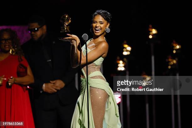 Los Angeles, CA Tyla accepts the award for African Music Performance at the 66th Grammy Awards Premiere Ceremony held at the Peacock Theater in Los...