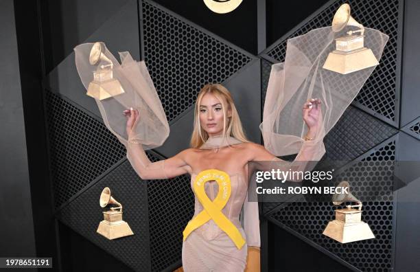 Singer Montana Tucker arrives for the 66th Annual Grammy Awards at the Crypto.com Arena in Los Angeles on February 4, 2024.