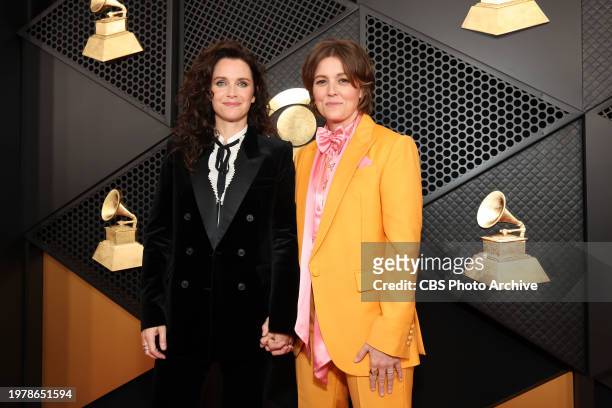 Catherine Shepherd and Brandi Carlile arrive at The 66th Annual Grammy Awards, airing live from Crypto.com Arena in Los Angeles, California, Sunday,...