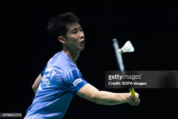 Loh Kean Yew of Singapore plays against Chou Tien Chen of Chinese Taipei during the Badminton Men's single final match in the Princess Sirivannavari...