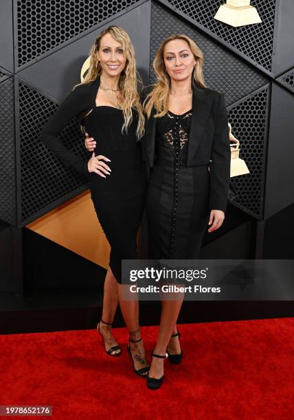 Tish Cyrus and Brandi Cyrus at the 66th Annual GRAMMY Awards held at Crypto.com Arena on February 4, 2024 in Los Angeles, California.