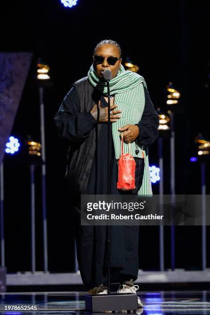 Los Angeles, CA Meshell Ndegeocello accepts the award for Alternative Jazz Album at the 66th Grammy Awards Premiere Ceremony held at the Peacock...