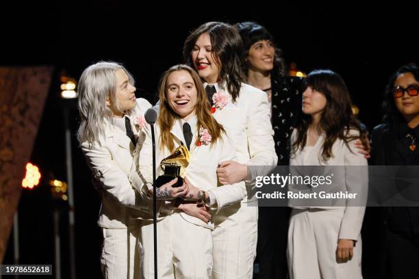 Los Angeles, CA Boygenius accepts the award for Rock Song at the 66th Grammy Awards Premiere Ceremony held at the Peacock Theater in Los Angeles, CA,...