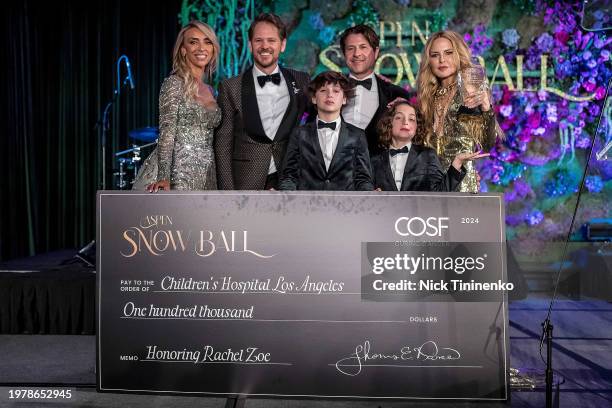 Giuliana Rancic, Thomas Pierce, Skyler Berman, Rodger Berman, Kaius Berman and Rachel Zoe onstage during the Aspen Snow Ball at The St. Regis Aspen...