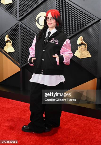 Billie Eilish at the 66th Annual GRAMMY Awards held at Crypto.com Arena on February 4, 2024 in Los Angeles, California.