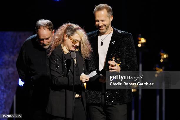 Los Angeles, CA Janet Robin and the rest of The String Revolution, and Tommy Emmanuel, accept the award for Arrangement, Instrumental or A Cappella...