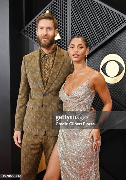 Calvin Harris and Vick Hope at the 66th Annual GRAMMY Awards held at Crypto.com Arena on February 4, 2024 in Los Angeles, California.