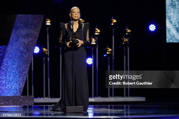 Los Angeles, CA Patti Austin accepts the award on behalf of Michelle Obama, for Audio Book, Narration and Storytelling Recording at the 66th Grammy...
