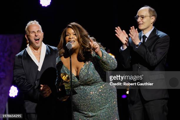 Los Angeles, CA Yannick Nezet-Seguin, Latonia Moore and Davis Frost accept the award for Opera Recording at the 66th Grammy Awards Premiere Ceremony...