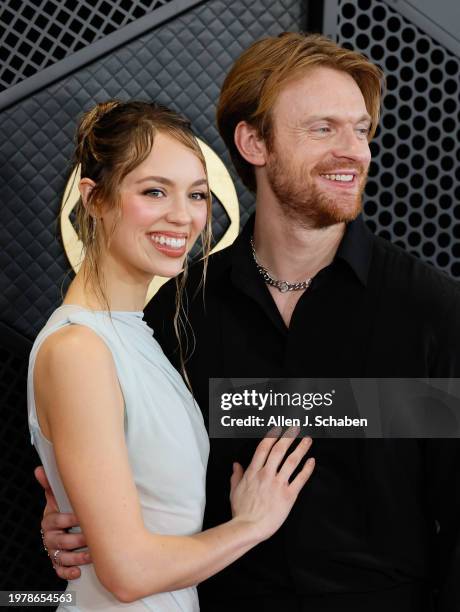 Los Angeles, CA Claudia Sulewski and FINNEAS arrives on the Red Carpet at the Crypto.com Arena in Los Angeles, CA, Sunday, Feb. 4, 2024.