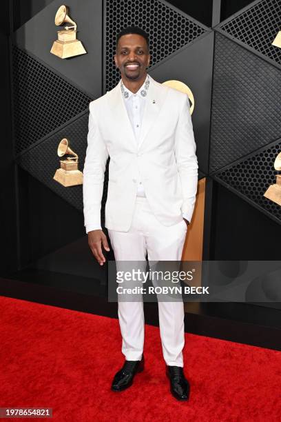 Spoken word artist J. Ivy arrives for the 66th Annual Grammy Awards at the Crypto.com Arena in Los Angeles on February 4, 2024.