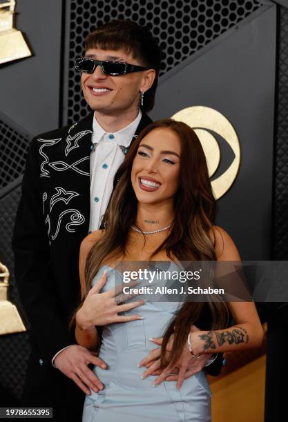 Los Angeles, CA Peso Pluma and Nicki Nicole arrives on the Red Carpet at the Crypto.com Arena in Los Angeles, CA, Sunday, Feb. 4, 2024.