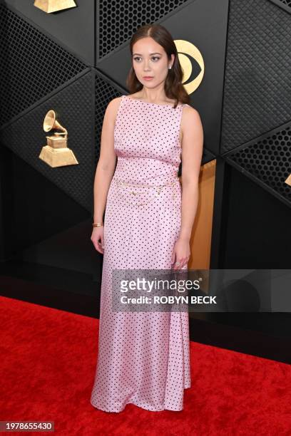 Icelandic singer-songwriter Laufey arrives for the 66th Annual Grammy Awards at the Crypto.com Arena in Los Angeles on February 4, 2024.