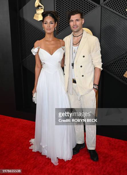 Australian-US musician Joel Smallbone and Moriah Smallbone arrive for the 66th Annual Grammy Awards at the Crypto.com Arena in Los Angeles on...