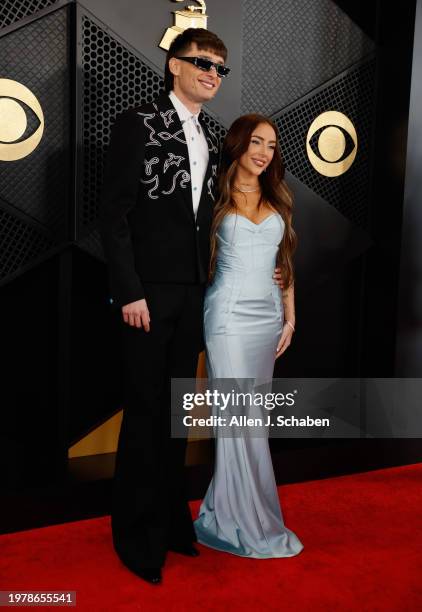 Los Angeles, CA Peso Pluma and Nicki Nicole arrives on the Red Carpet at the Crypto.com Arena in Los Angeles, CA, Sunday, Feb. 4, 2024.