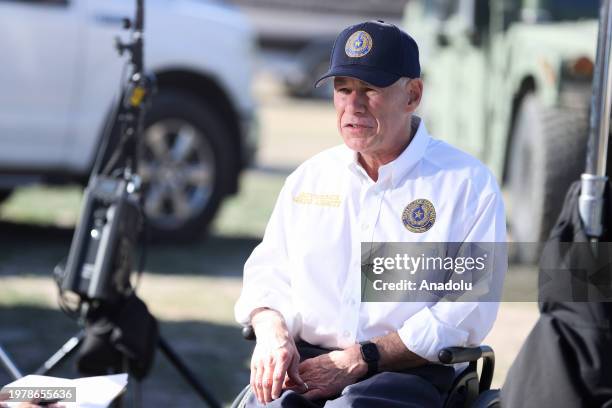 Texas Governor Greg Abbott holds a press conference at Shelby Park as Republican Governors join Texas Governor Greg Abbott for a briefing on the...