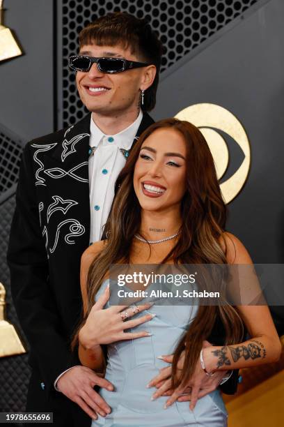 Los Angeles, CA Peso Pluma and Nicki Nicole arrive on the Red Carpet at the Crypto.com Arena in Los Angeles, CA, Sunday, Feb. 4, 2024.