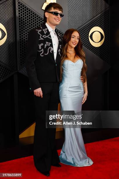 Los Angeles, CA Peso Pluma and Nicki Nicole arrive on the Red Carpet at the Crypto.com Arena in Los Angeles, CA, Sunday, Feb. 4, 2024.