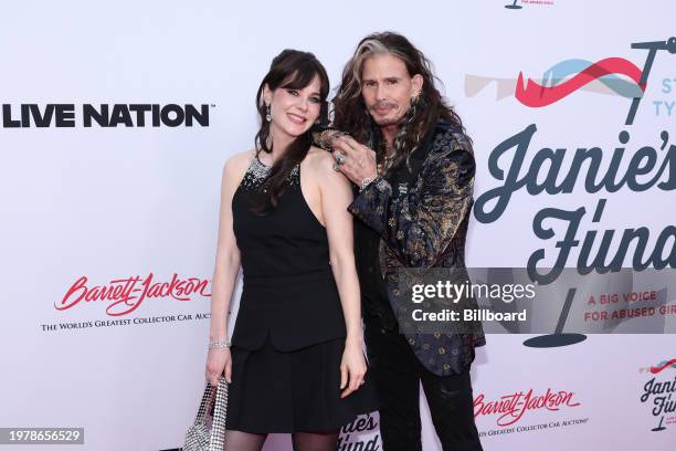 Zooey Deschanel and Steven Tyler at the 5th Jam for Janie GRAMMY Awards Viewing Party held at the Hollywood Palladium on February 4, 2024 in Los...