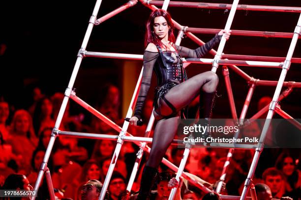 Dua Lipa performs onstage at the 66th Annual GRAMMY Awards held at Crypto.com Arena on February 4, 2024 in Los Angeles, California.