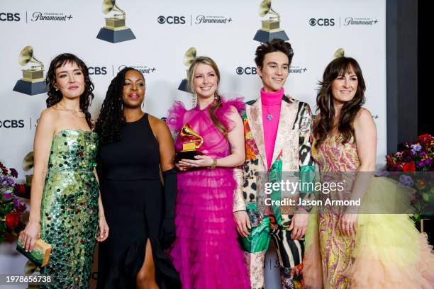 Los Angeles, CA Winner Erin Bentlage, Johnaye Kendrick, Amanda Taylor, Jacob Collier, and Sara Gazarek winners of the "Best Arrangement, Instruments...