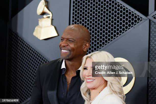 Los Angeles, CA Terry Crews and Rebecca King-Crews arrives on the Red Carpet at the Crypto.com Arena in Los Angeles, CA, Sunday, Feb. 4, 2024.