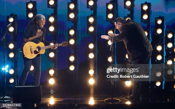 Los Angeles, CA Tracy Chapman, left and Luke Combs, right, at the 66th Grammy Awards held at the Crypto.com Arena in Los Angeles, CA, Sunday, Feb. 4,...