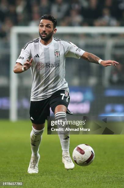 Umut Meras of Besiktas controls the ball during the Turkish Super League match between Besiktas and Trabzonspor at Vodafone stadium on February 4,...