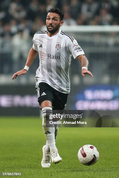 Umut Meras of Besiktas controls the ball during the Turkish Super League match between Besiktas and Trabzonspor at Vodafone stadium on February 4,...