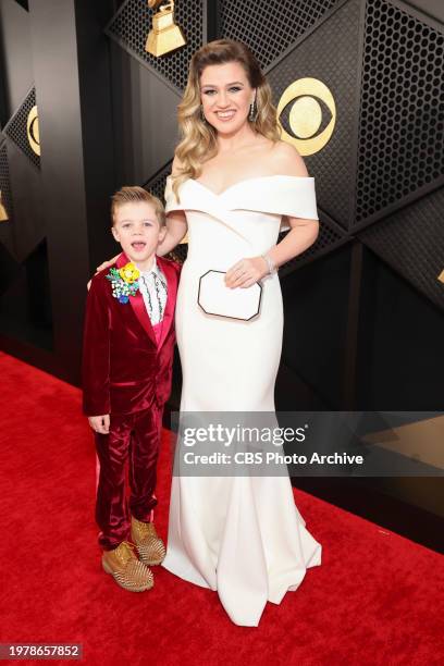 Kelly Clarkson and Remington "Remy" Alexander arrive at The 66th Annual Grammy Awards, airing live from Crypto.com Arena in Los Angeles, California,...