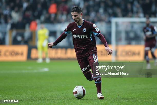 Enis Bardhi of Trabzonspor controls the ball during the Turkish Super League match between Besiktas and Trabzonspor at Vodafone stadium on February...